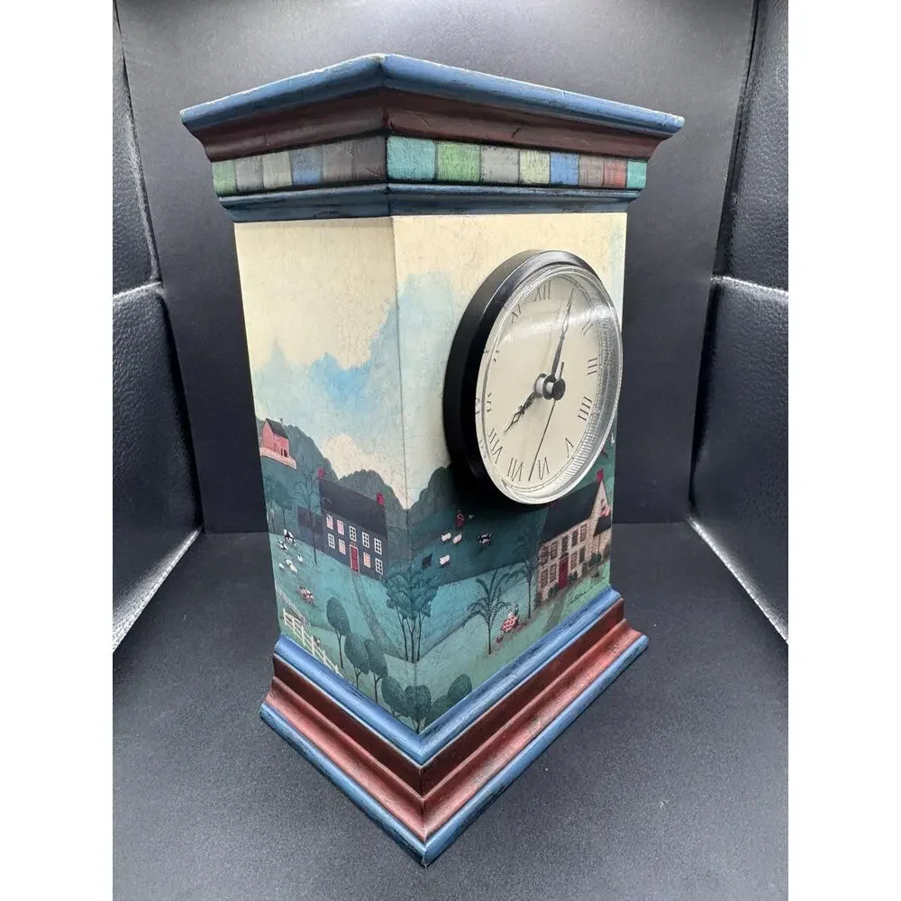 Valerie Pillow Folk Art Americana Wood Rural Country Farm Clock